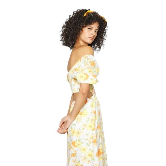 FTB Cutout Puffed Sleeve Spring Loucetta Vintage Floral Cutout Midi Dress NWT M - Picture 6 of 14